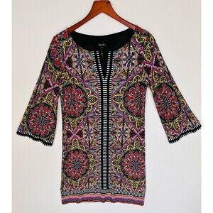 Laundry Shelli Segal Vibrant‎ Medallion Geometric Print Retro Shift Knee dress 8